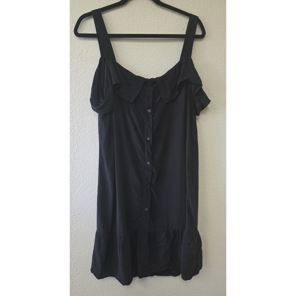 NSR Women XL Black Cold Shoulder Mini Dress Casual Boho Tiered Gown
